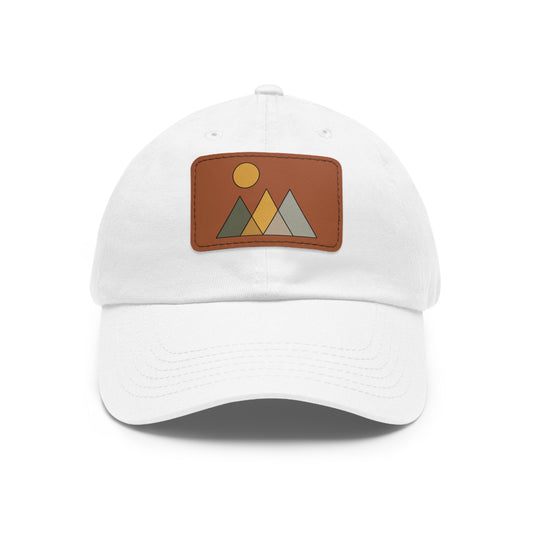 Arte Vert Mountain Sunrise Dad Hat with Leather Patch - Minimal Nature Design