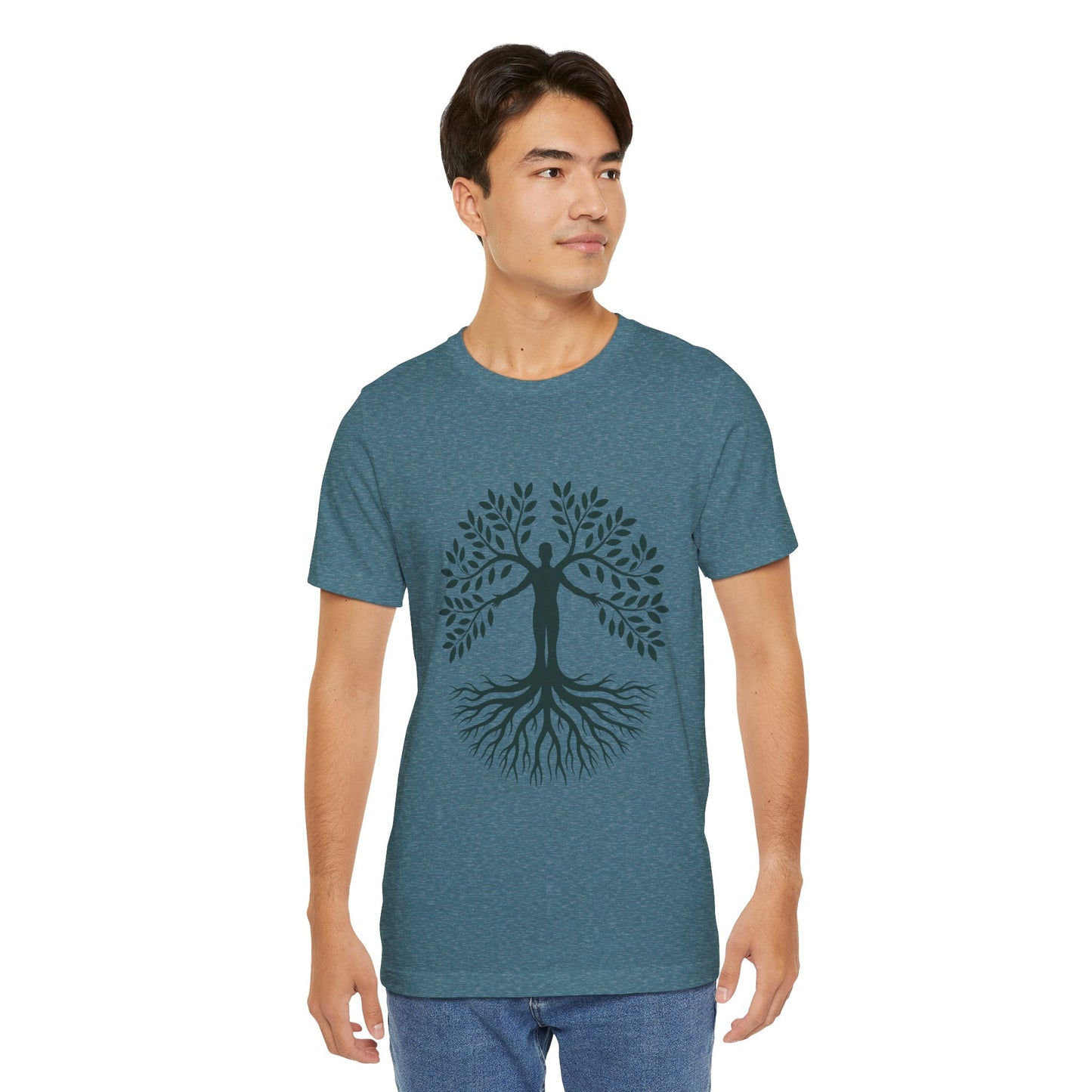 Roots of Life Organic Cotton Tee - Human & Tree Silhouette Nature Design