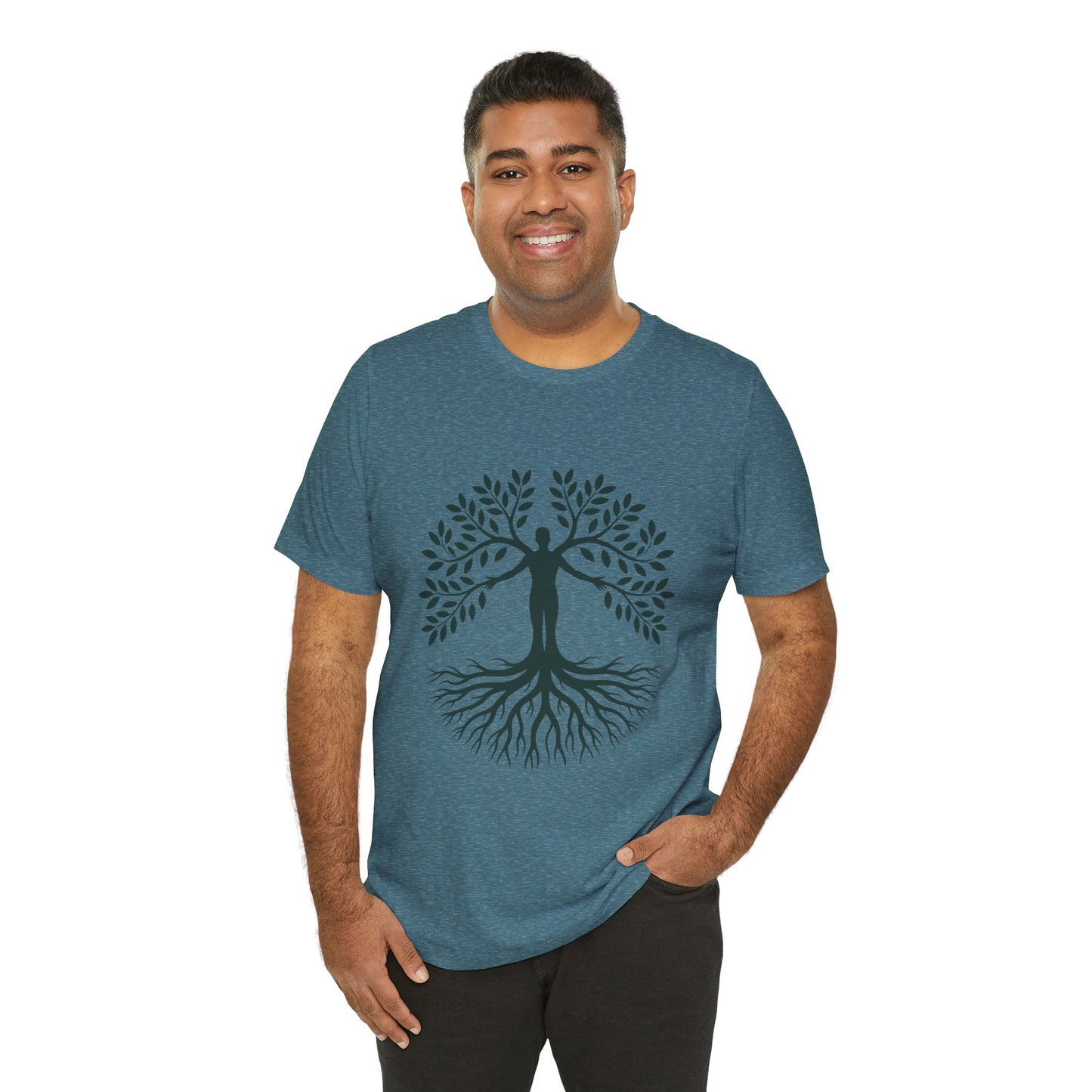 Roots of Life Organic Cotton Tee - Human & Tree Silhouette Nature Design