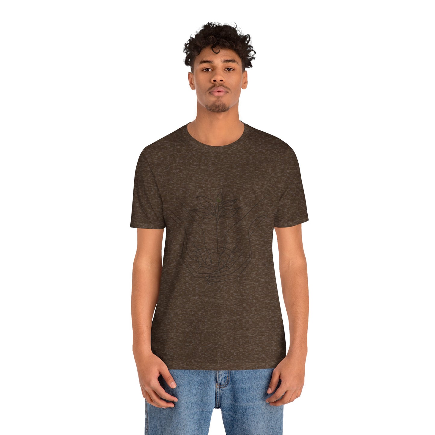 Root Connection Tee – One-Line Hands & Roots Drawing, Spiritual Nature Art | Arte Vert Designs