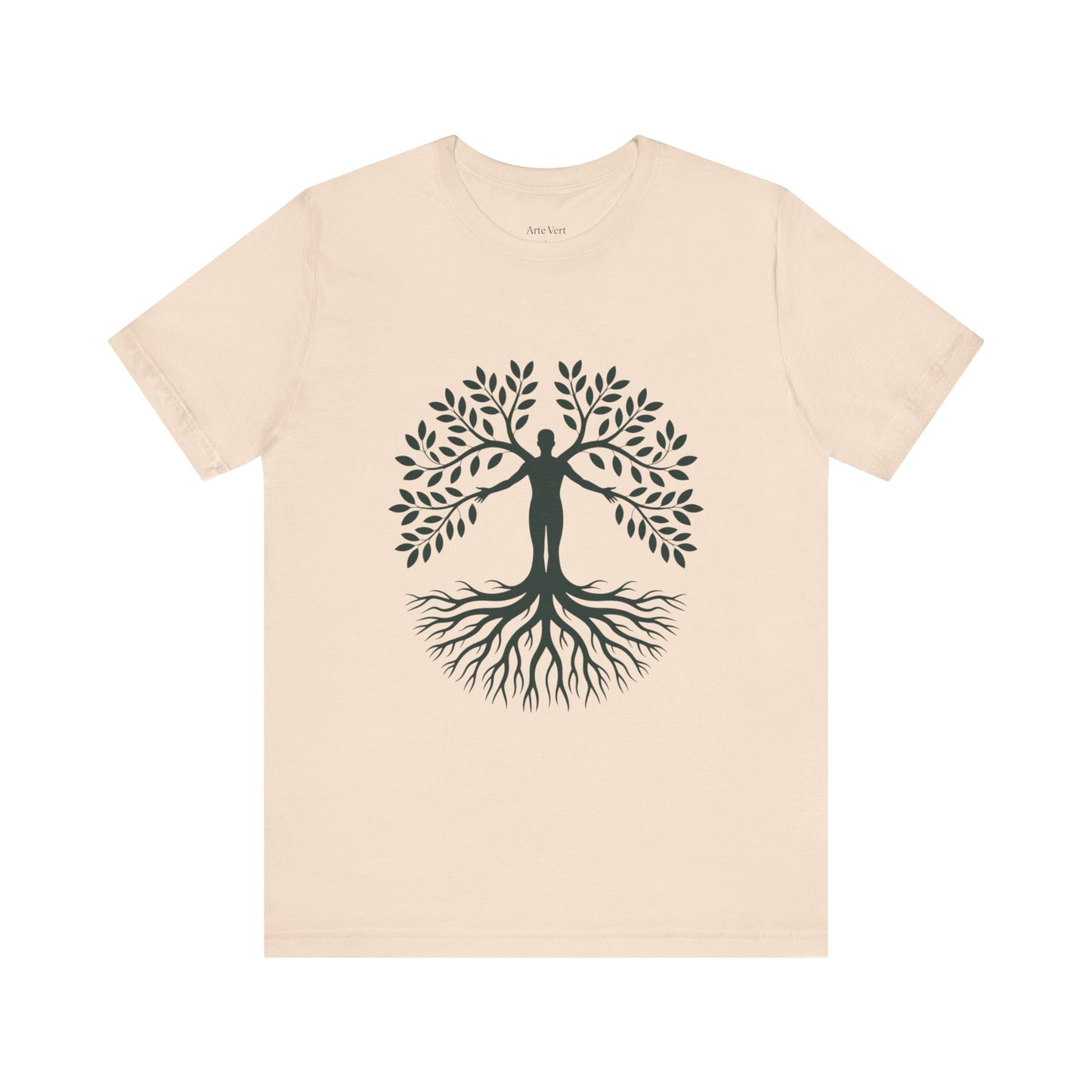 Roots of Life Organic Cotton Tee - Human & Tree Silhouette Nature Design