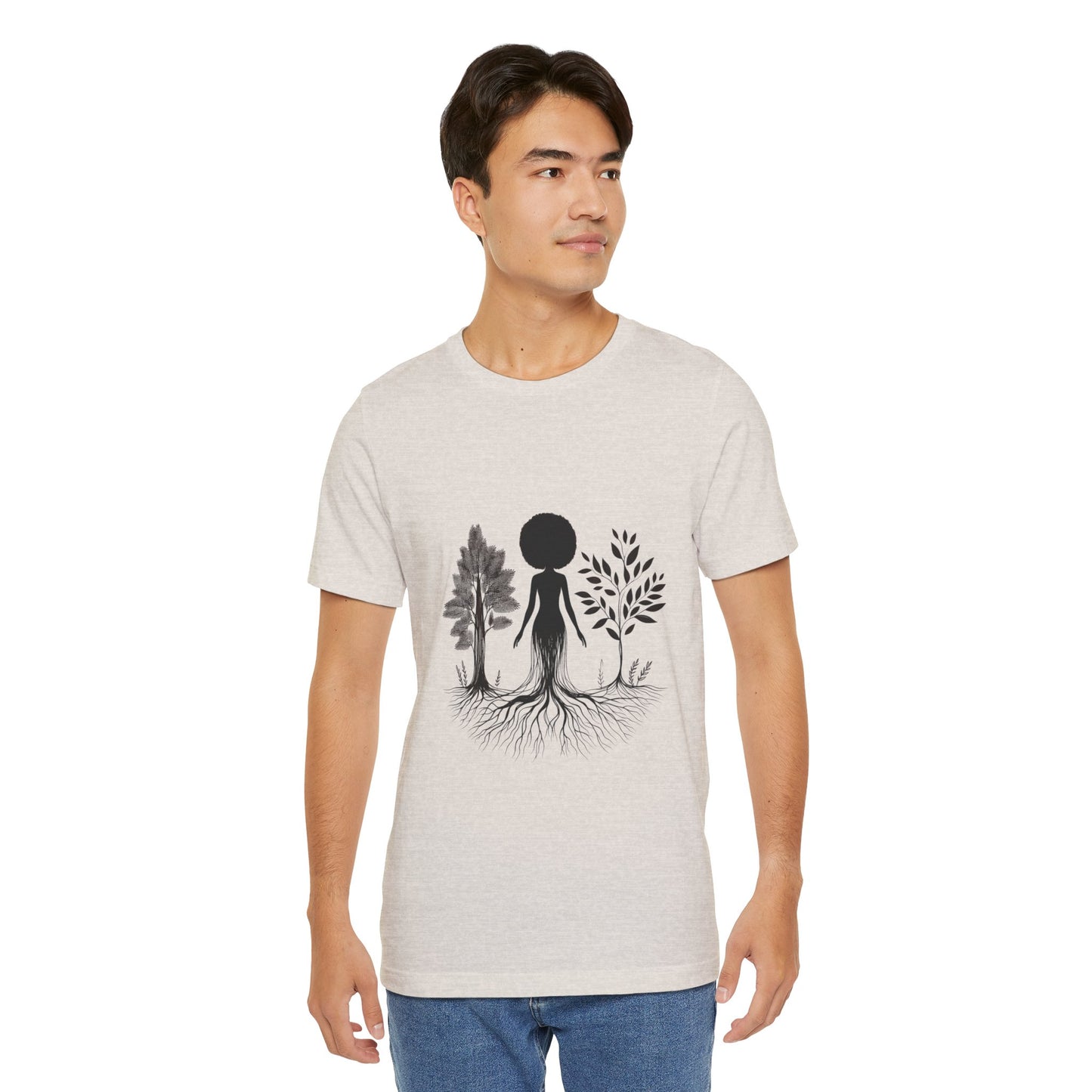 Grounded Soul Shirt – Abstract One-Line Nude with Tree Roots | Arte Vert Designs