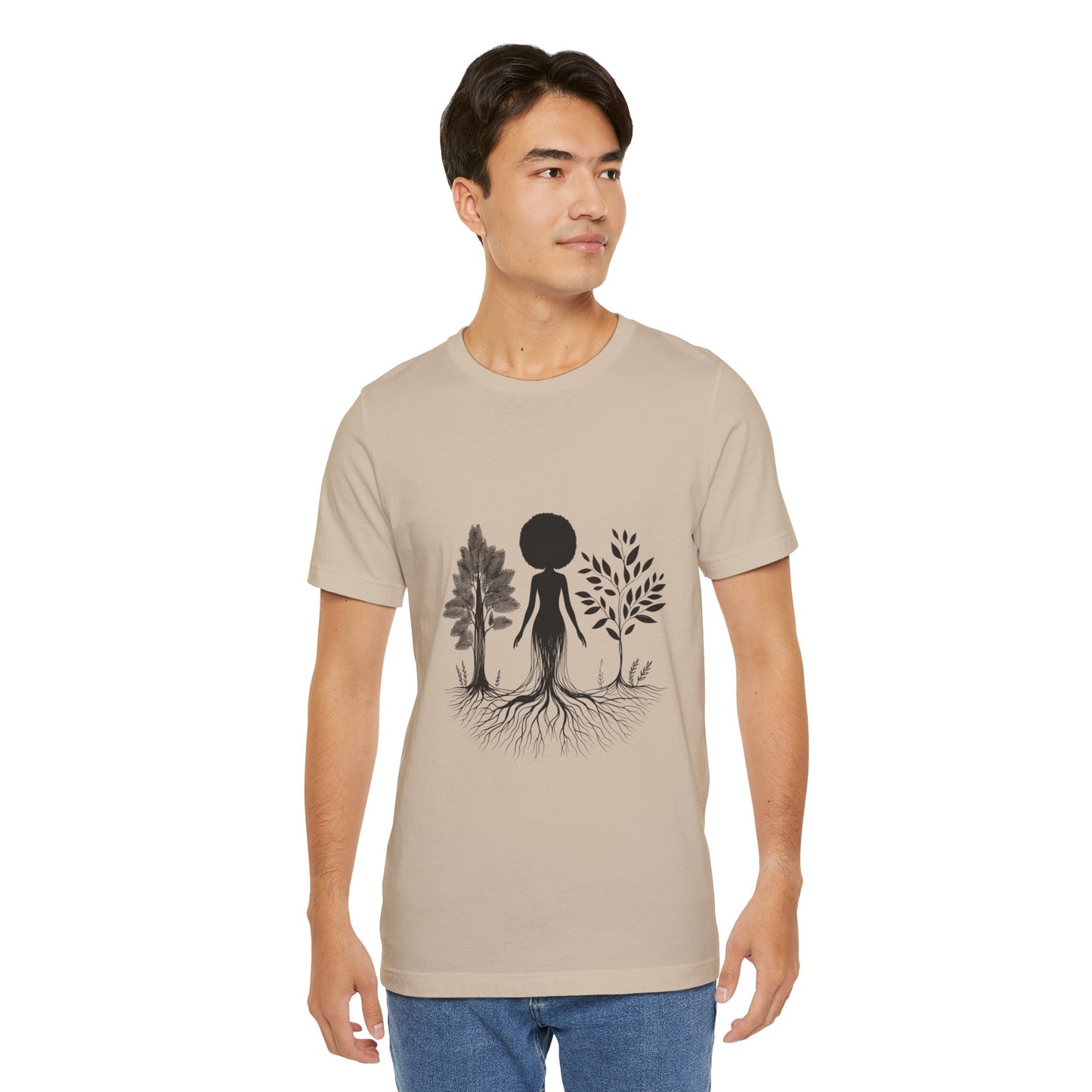 Grounded Soul Shirt – Abstract One-Line Nude with Tree Roots | Arte Vert Designs