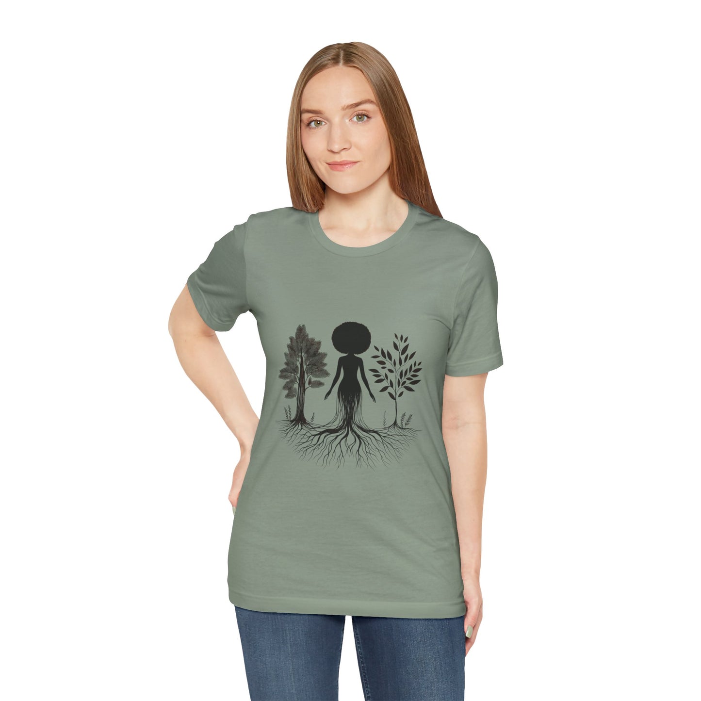 Grounded Soul Shirt – Abstract One-Line Nude with Tree Roots | Arte Vert Designs