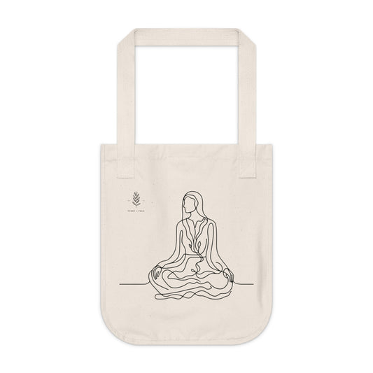 Rooted Balance Tote Bag – Minimalist Line Art of Woman & Tree Roots | Eco-Friendly Canvas Tote