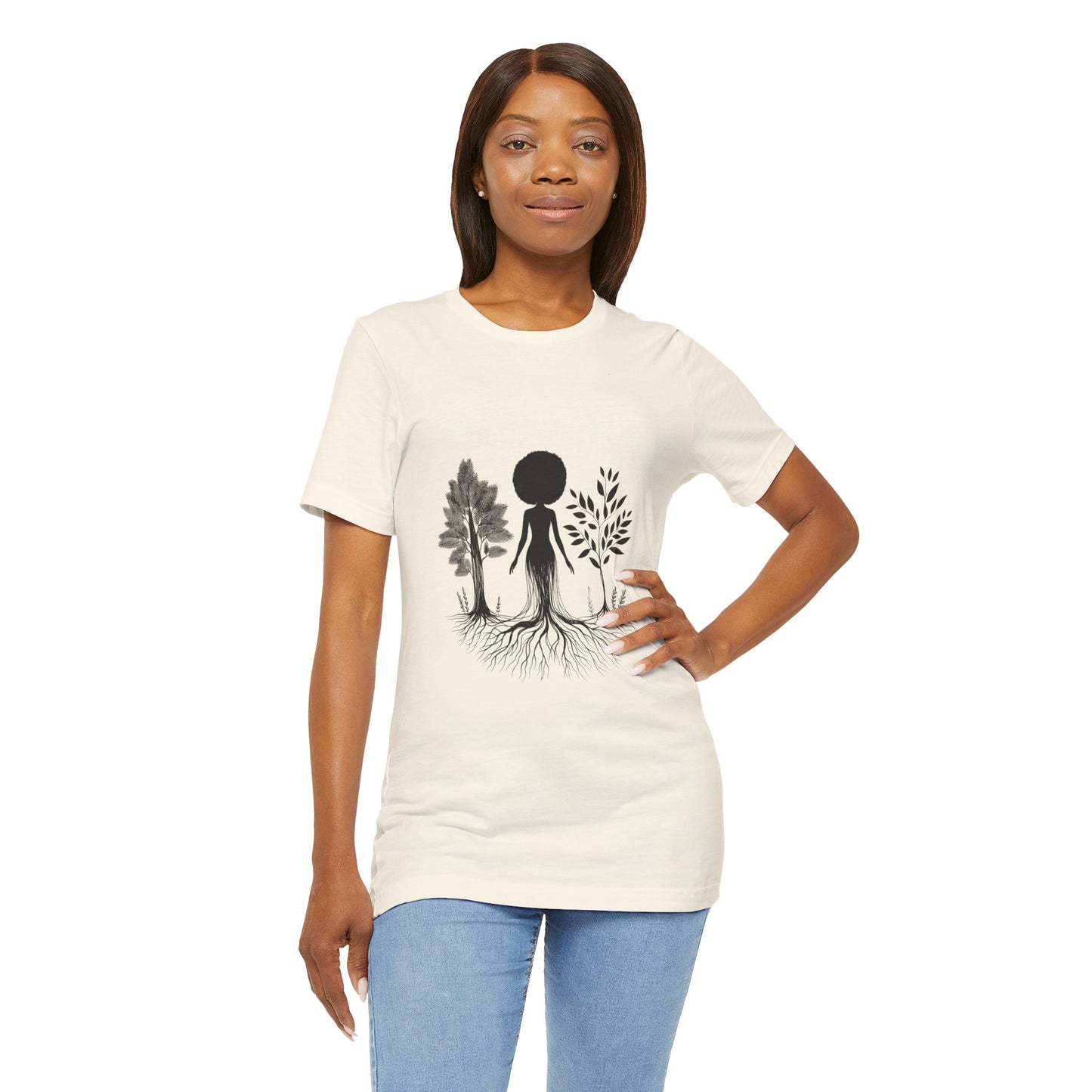 Grounded Soul Shirt – Abstract One-Line Nude with Tree Roots | Arte Vert Designs