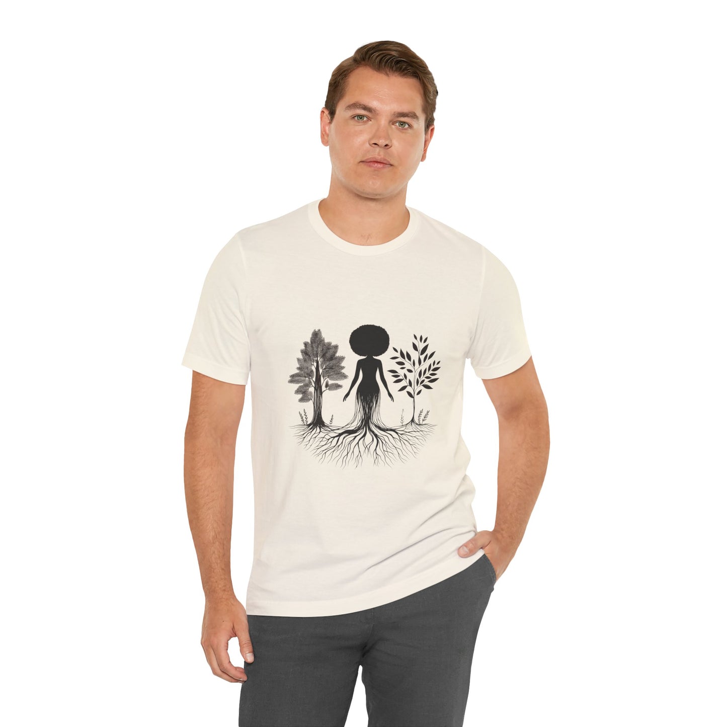 Grounded Soul Shirt – Abstract One-Line Nude with Tree Roots | Arte Vert Designs