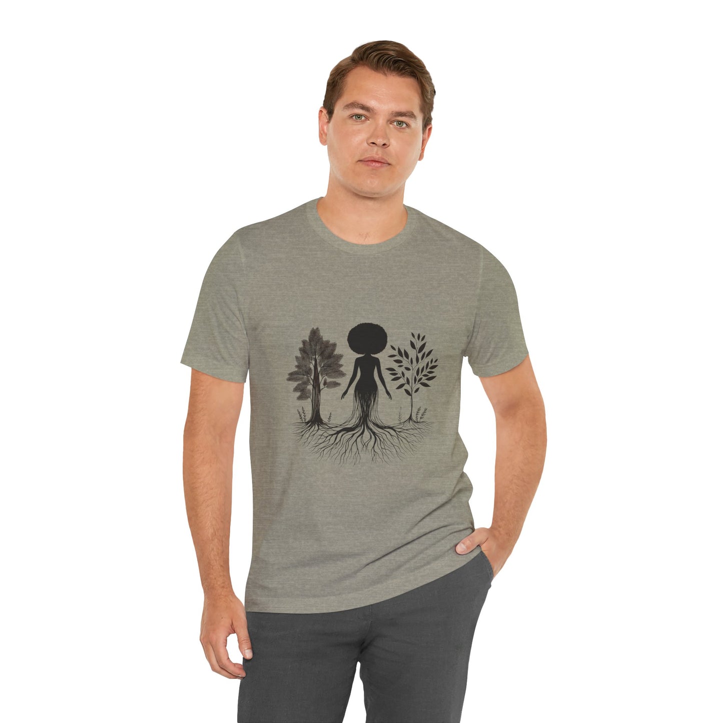 Grounded Soul Shirt – Abstract One-Line Nude with Tree Roots | Arte Vert Designs