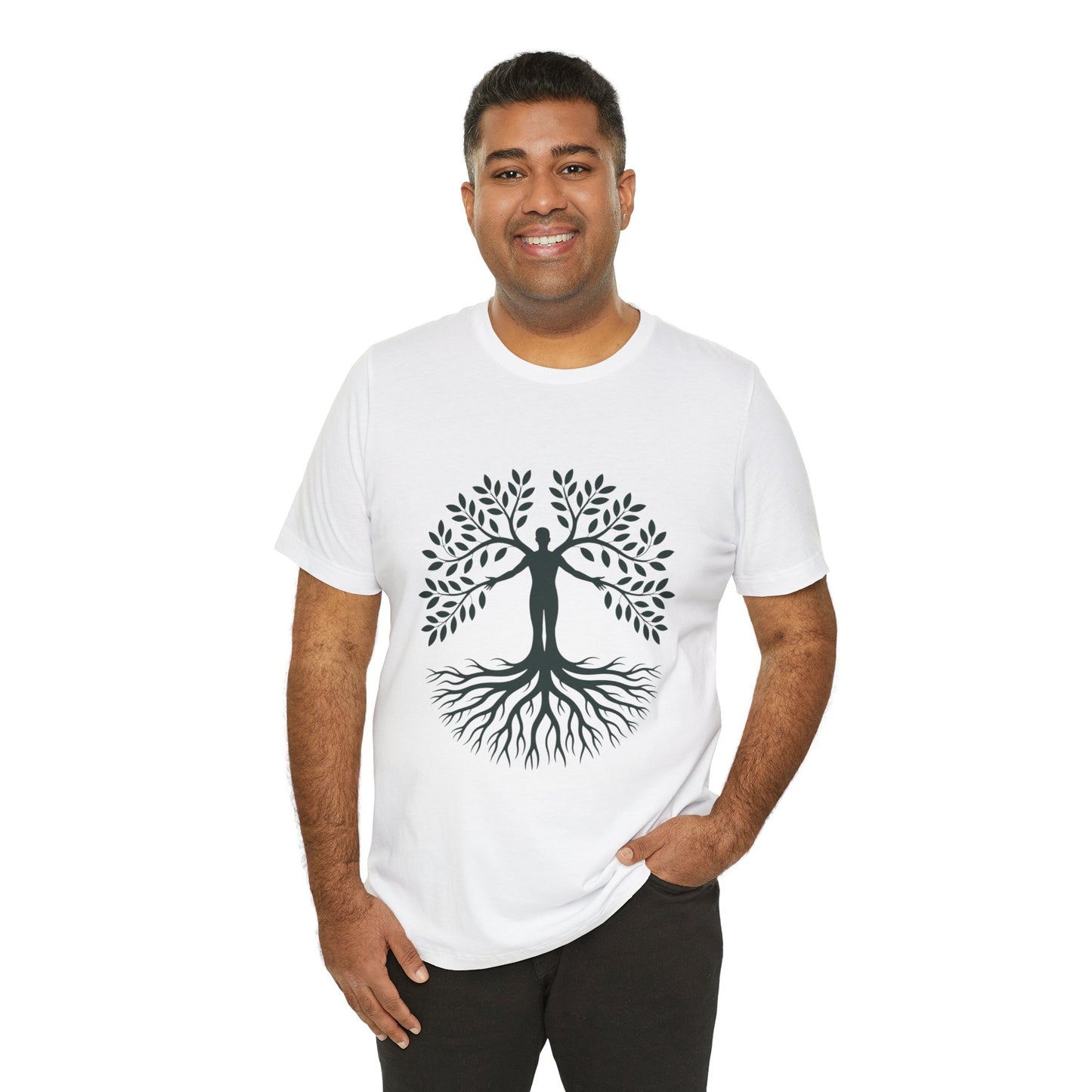 Roots of Life Organic Cotton Tee - Human & Tree Silhouette Nature Design