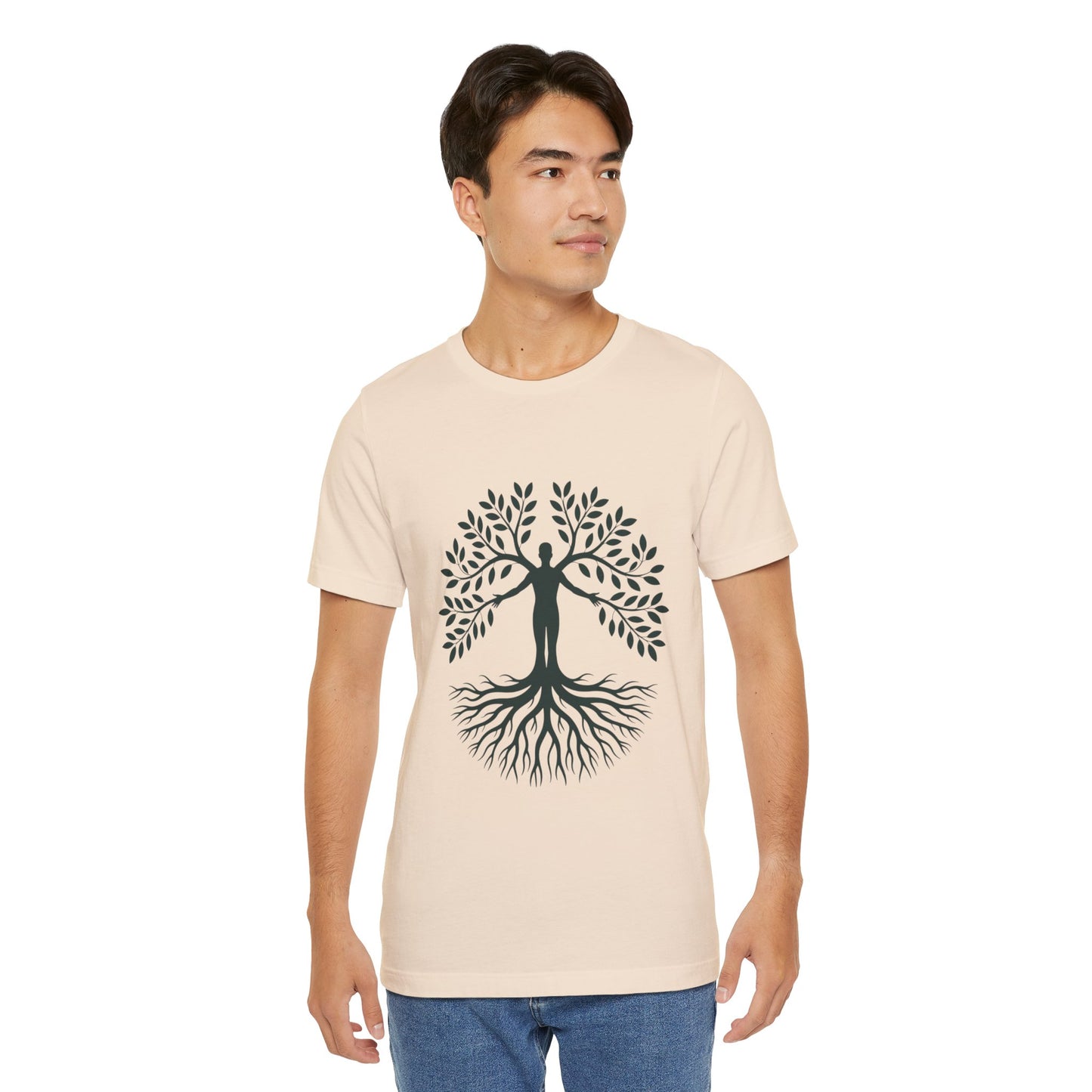 Roots of Life Organic Cotton Tee - Human & Tree Silhouette Nature Design