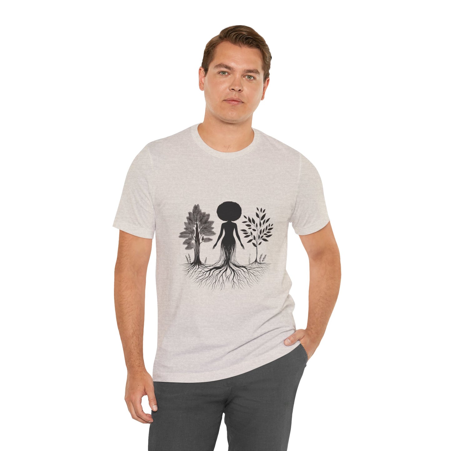Grounded Soul Shirt – Abstract One-Line Nude with Tree Roots | Arte Vert Designs