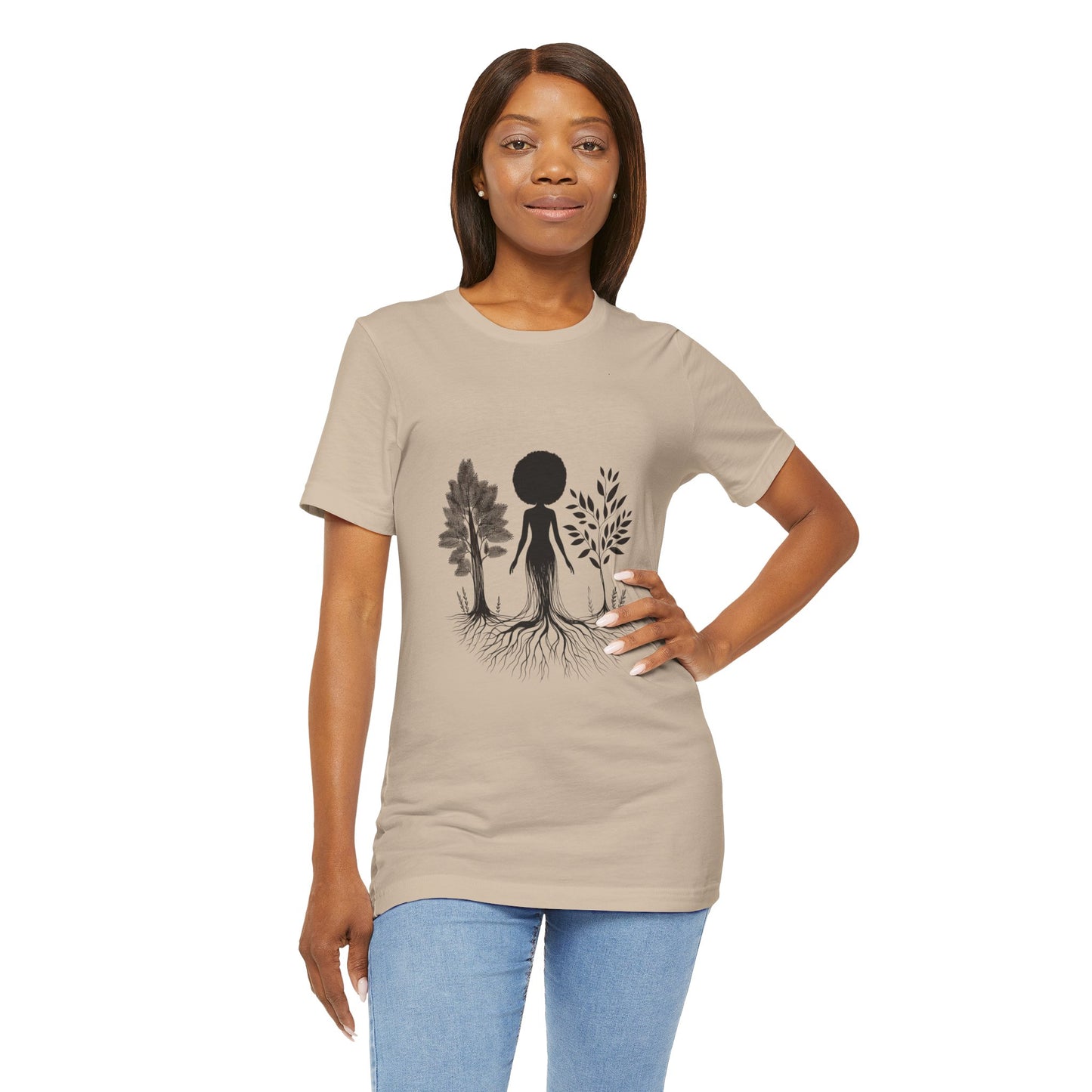 Grounded Soul Shirt – Abstract One-Line Nude with Tree Roots | Arte Vert Designs
