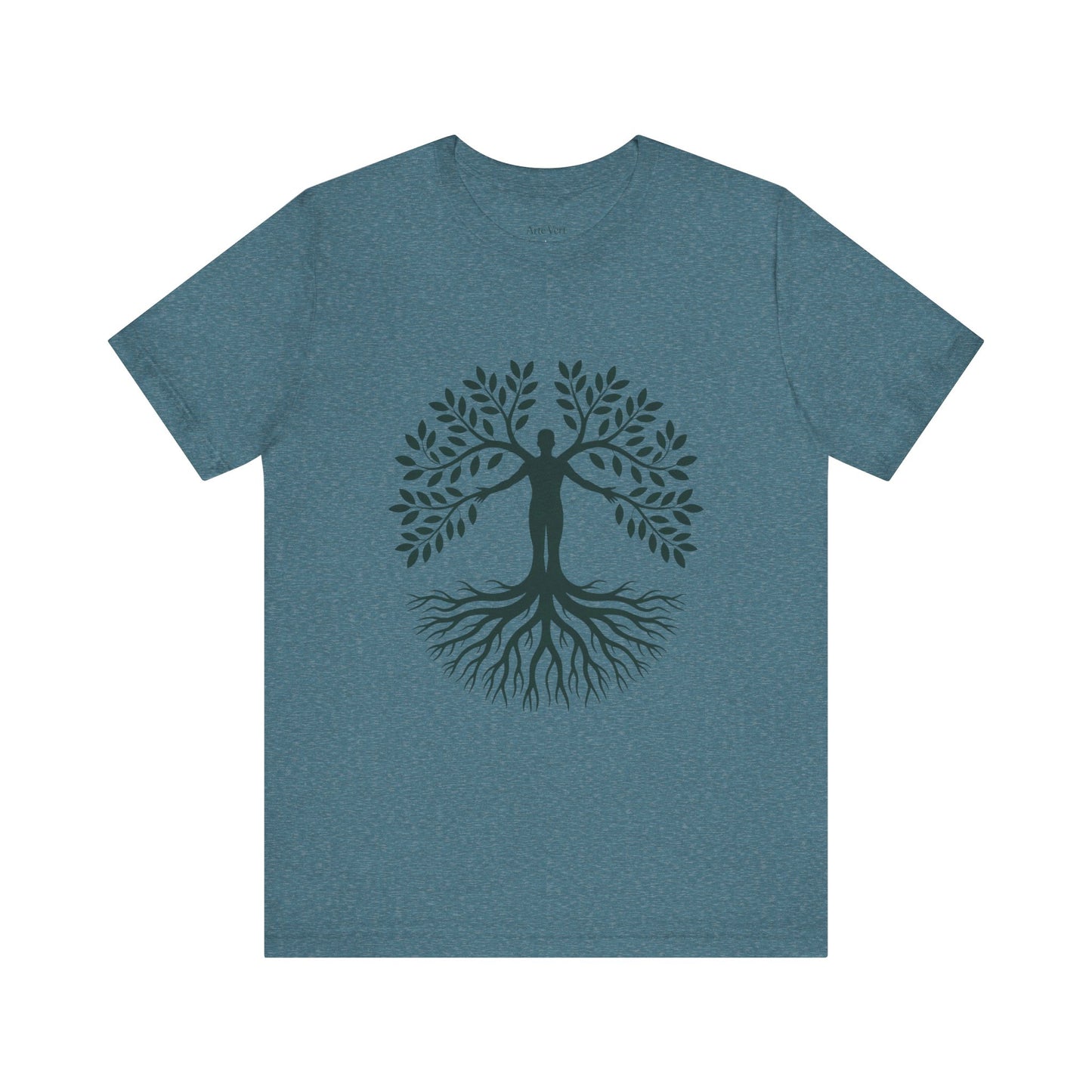 Roots of Life Organic Cotton Tee - Human & Tree Silhouette Nature Design