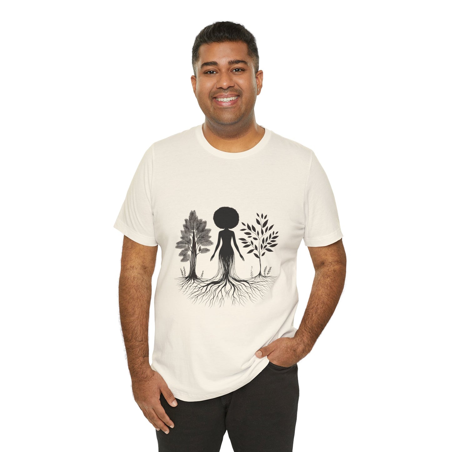 Grounded Soul Shirt – Abstract One-Line Nude with Tree Roots | Arte Vert Designs