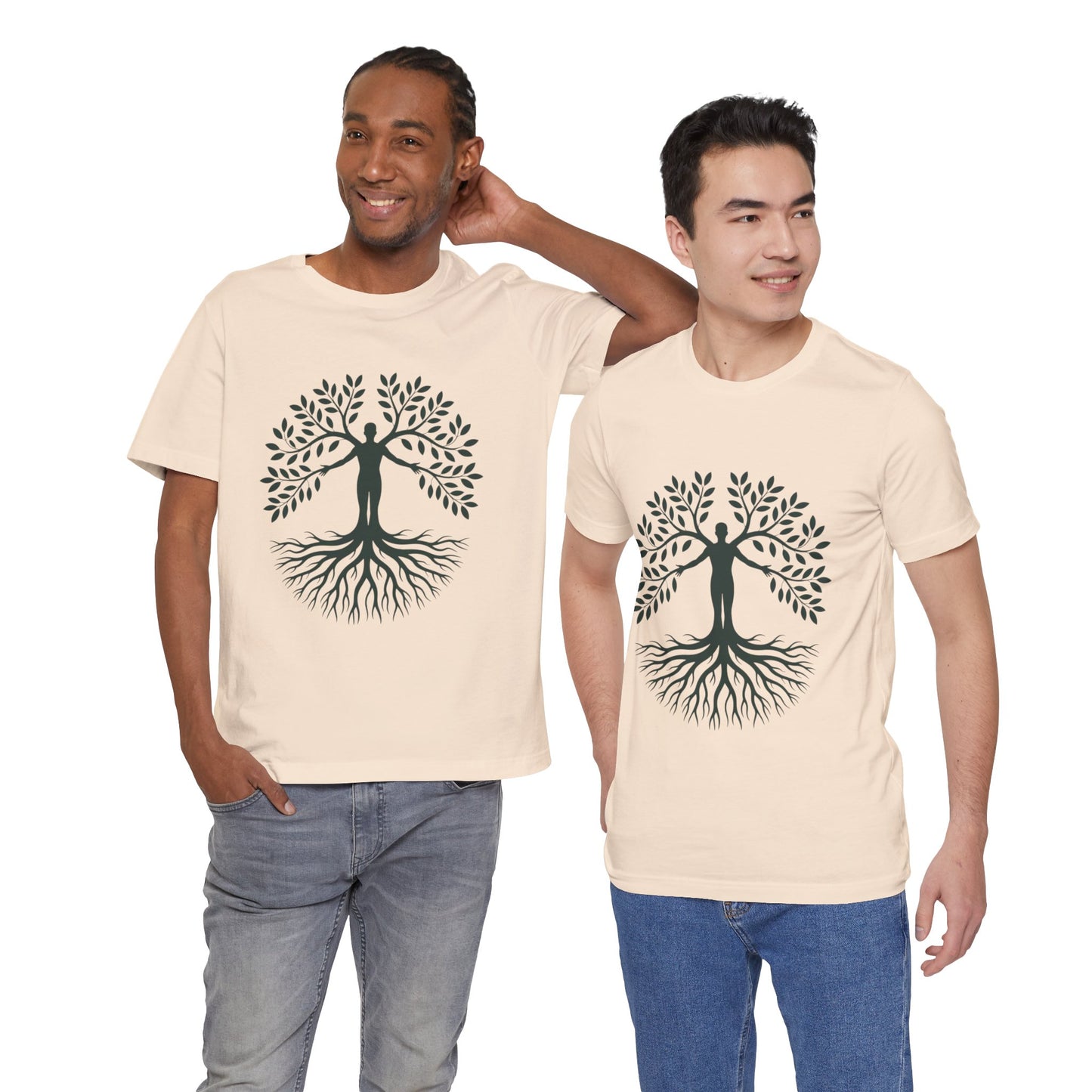 Roots of Life Organic Cotton Tee - Human & Tree Silhouette Nature Design