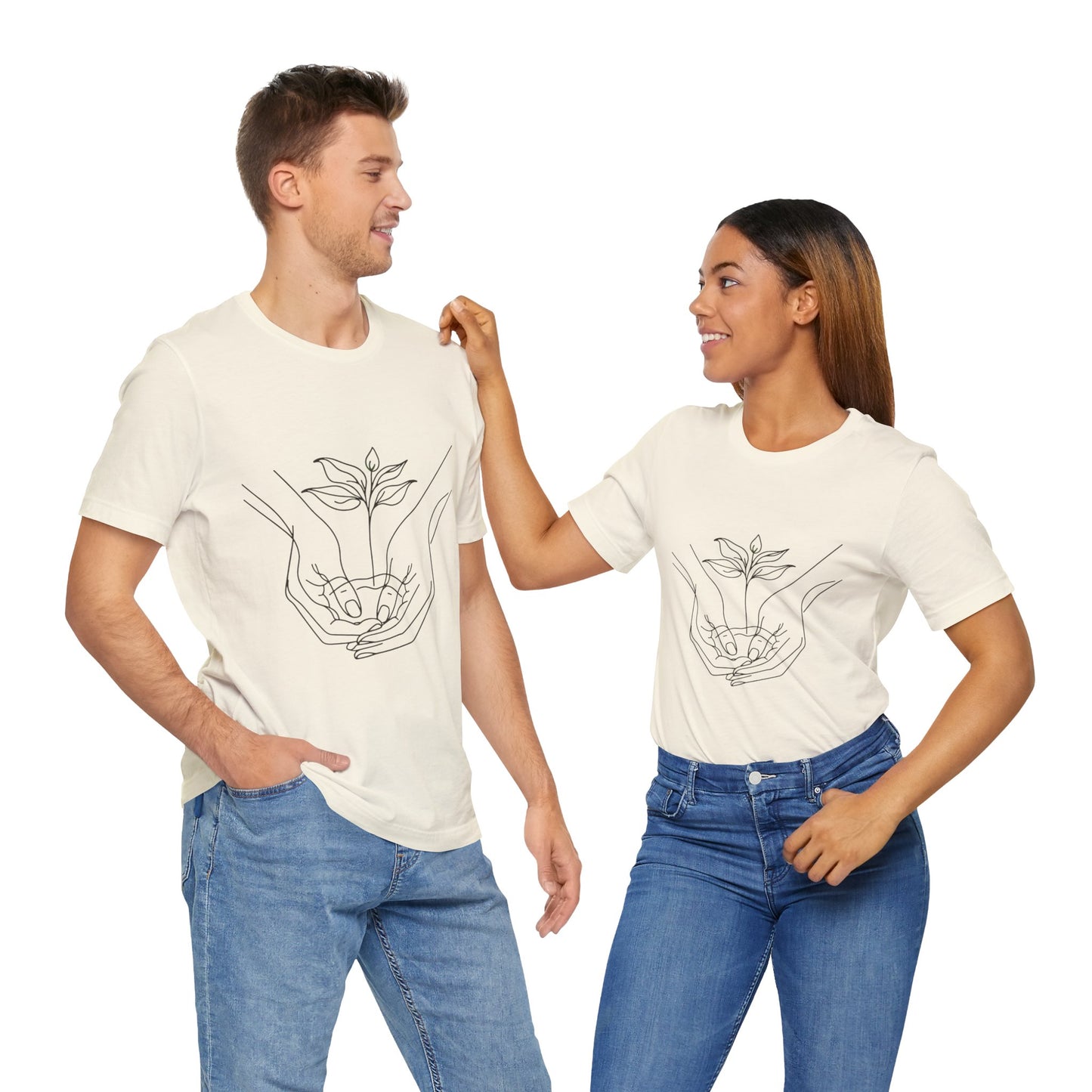 Root Connection Tee – One-Line Hands & Roots Drawing, Spiritual Nature Art | Arte Vert Designs