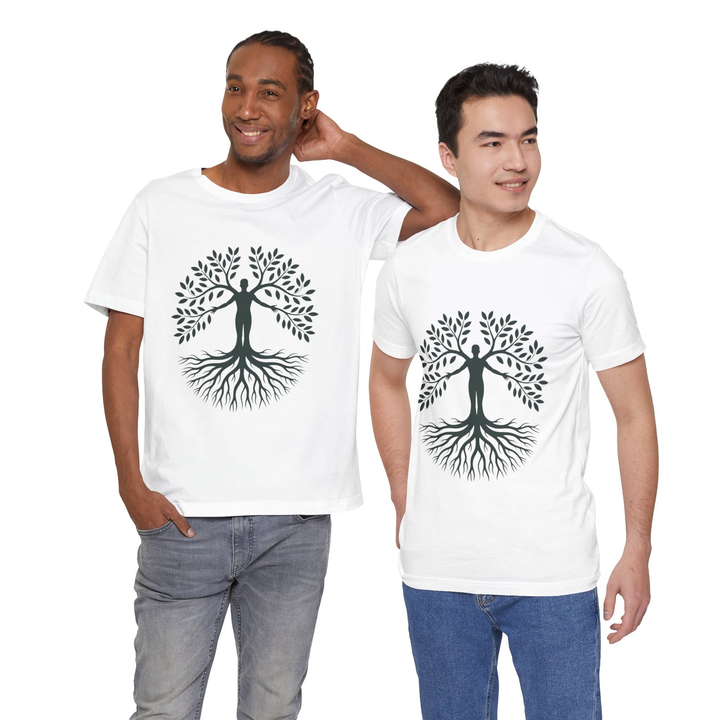 Roots of Life Organic Cotton Tee - Human & Tree Silhouette Nature Design