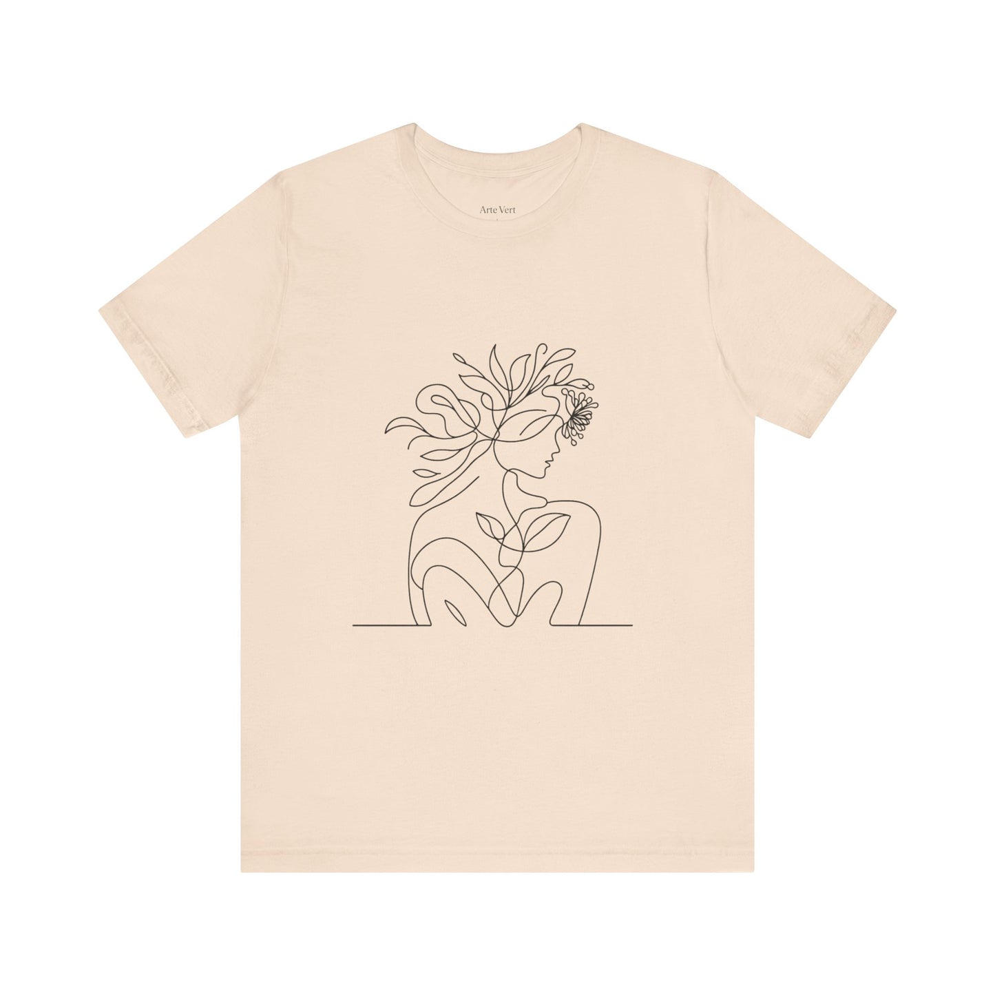 Minimalist Botanical Face Line Art Tee – Abstract Nude Drawing Shirt | Arte Vert Designs