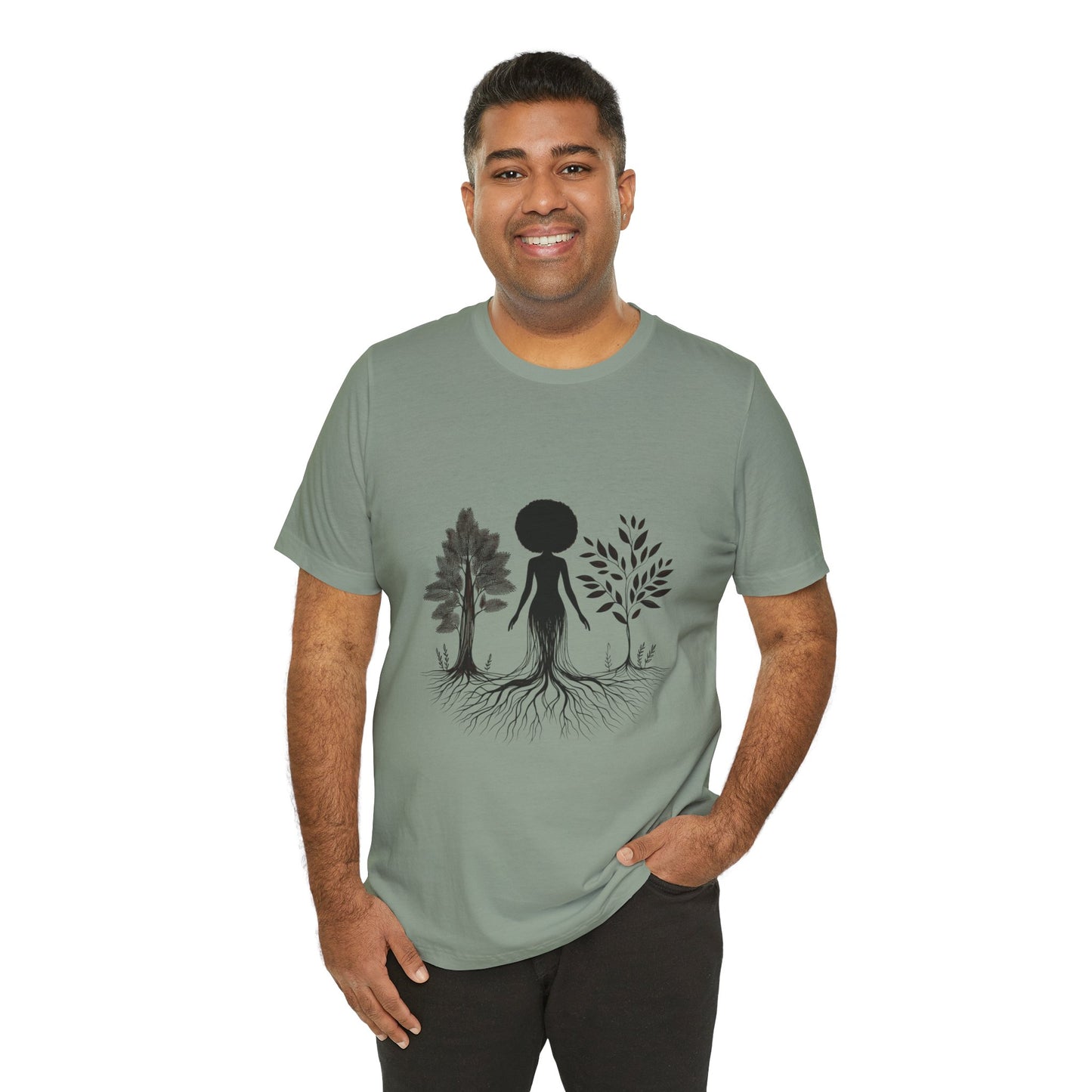 Grounded Soul Shirt – Abstract One-Line Nude with Tree Roots | Arte Vert Designs