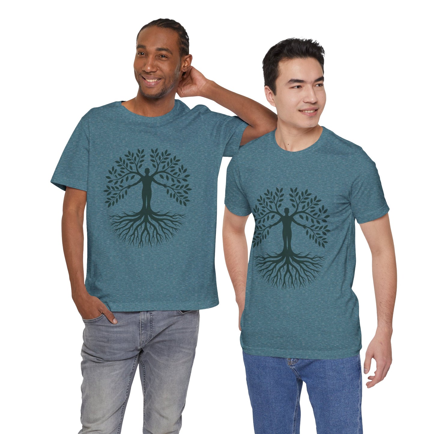 Roots of Life Organic Cotton Tee - Human & Tree Silhouette Nature Design