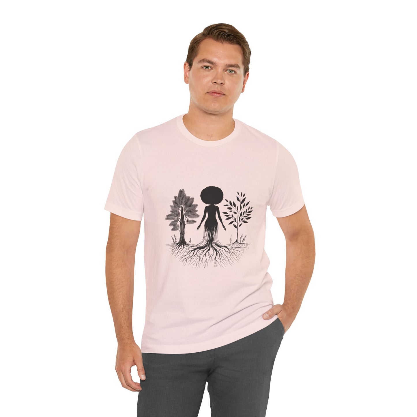 Grounded Soul Shirt – Abstract One-Line Nude with Tree Roots | Arte Vert Designs