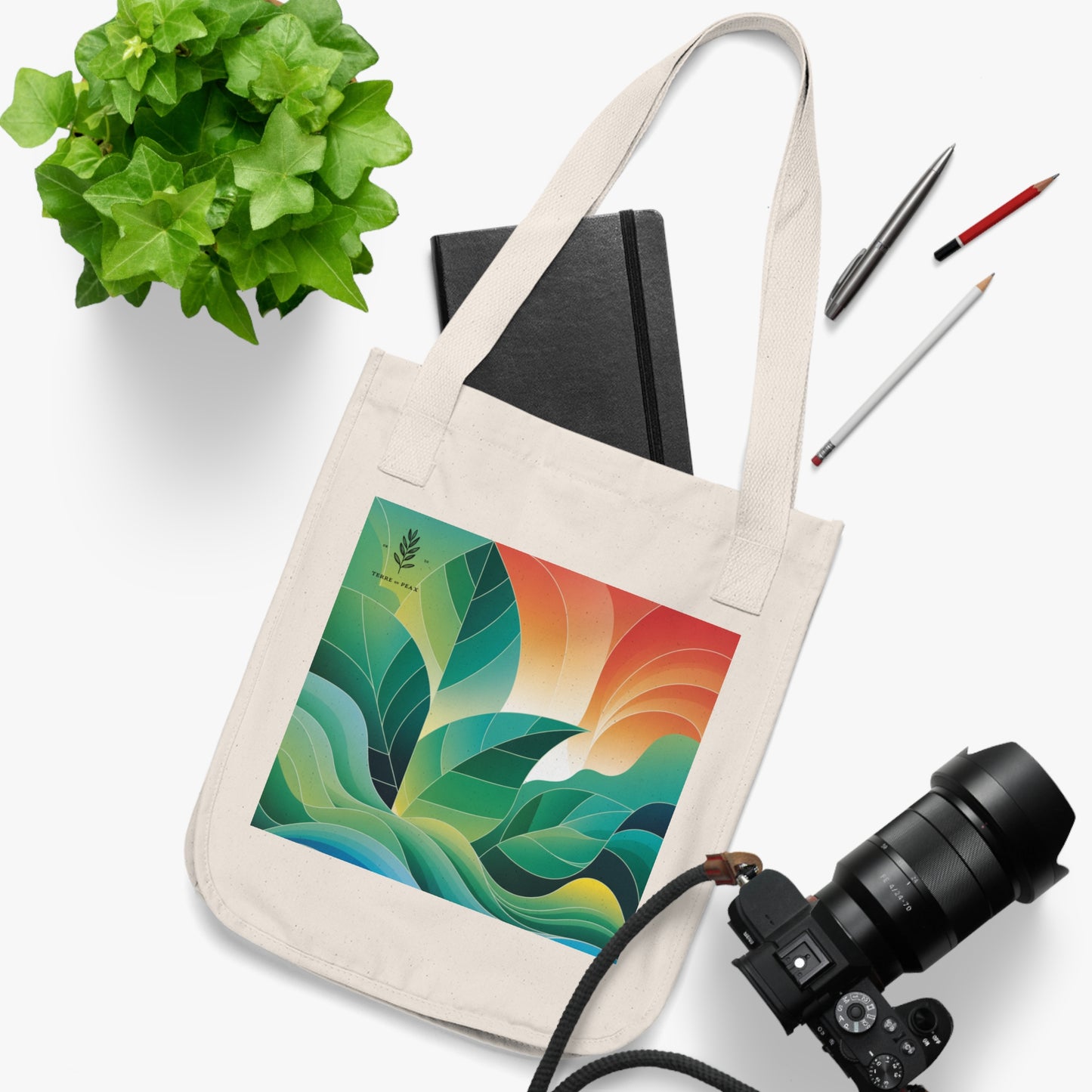 ArteVert Organic Canvas Tote - Vibrant Leaf Nature Design