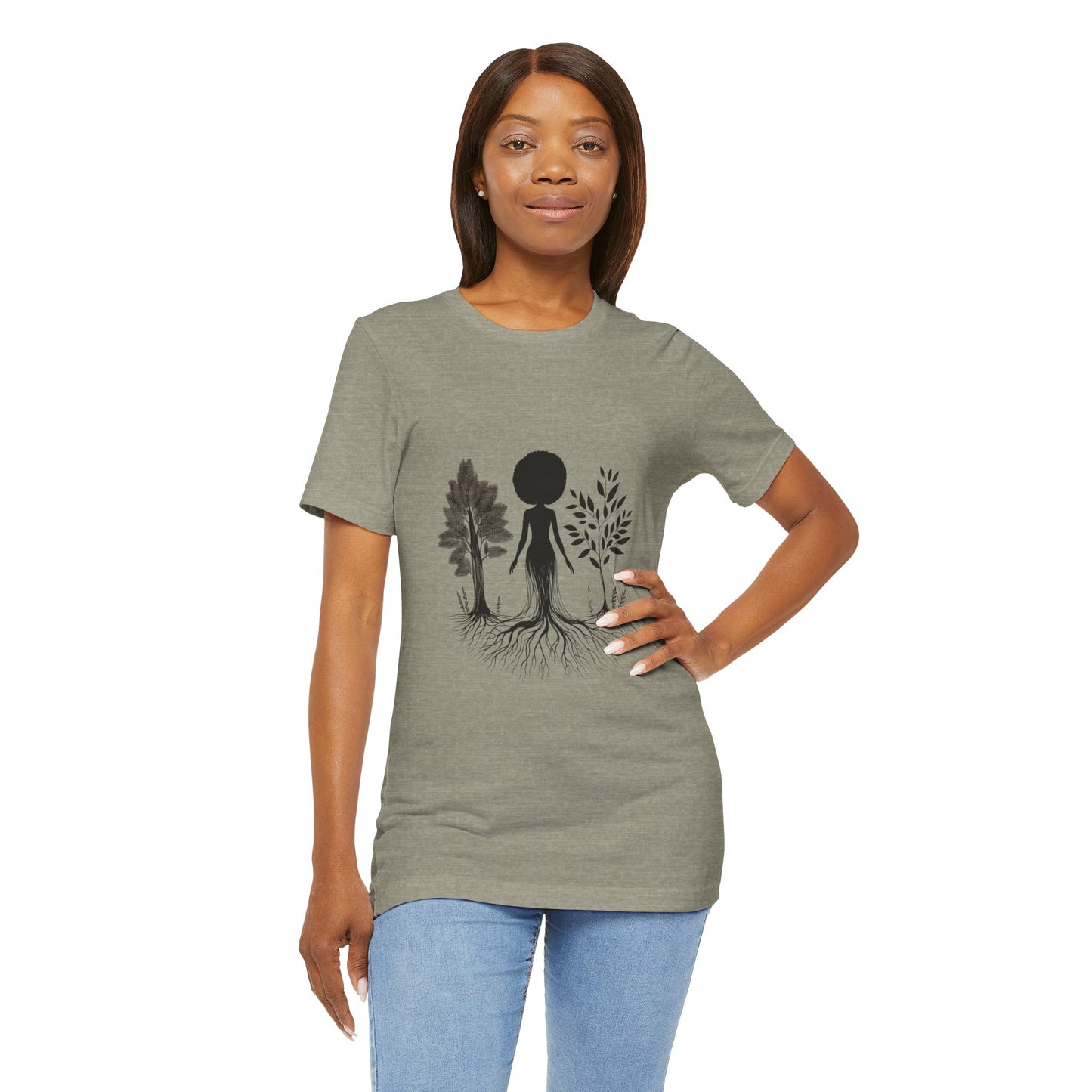 Grounded Soul Shirt – Abstract One-Line Nude with Tree Roots | Arte Vert Designs