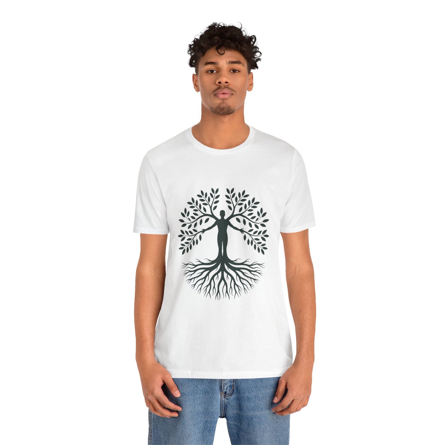Roots of Life Organic Cotton Tee - Human & Tree Silhouette Nature Design