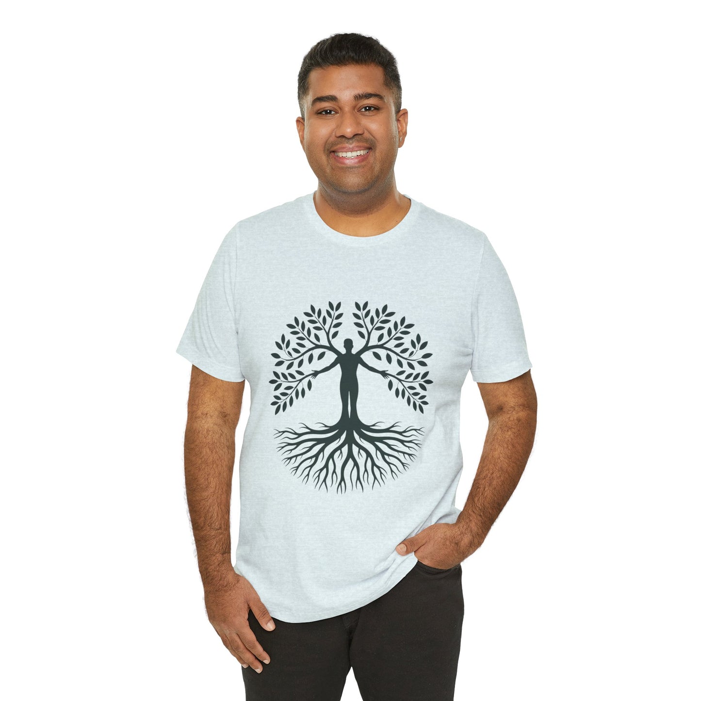 Roots of Life Organic Cotton Tee - Human & Tree Silhouette Nature Design