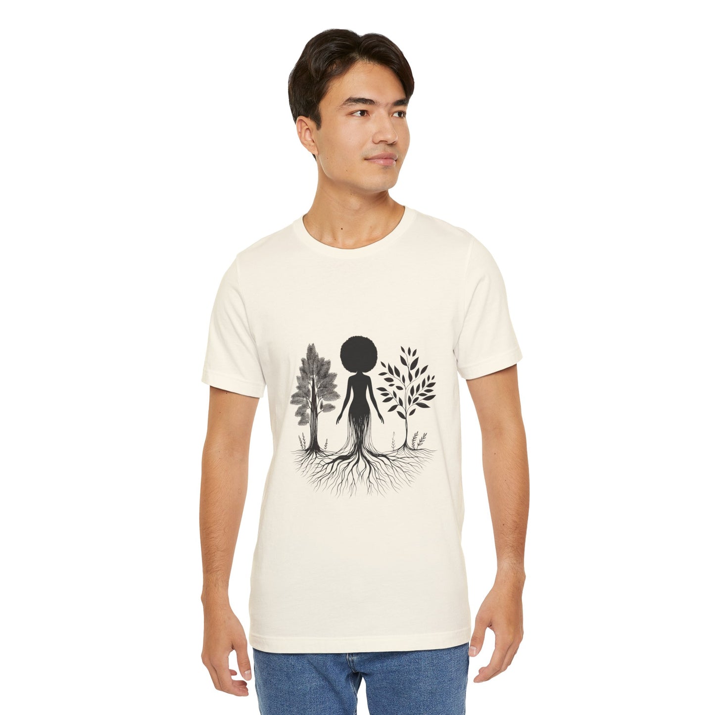 Grounded Soul Shirt – Abstract One-Line Nude with Tree Roots | Arte Vert Designs