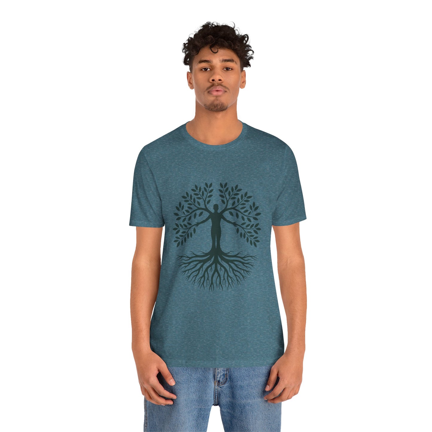 Roots of Life Organic Cotton Tee - Human & Tree Silhouette Nature Design