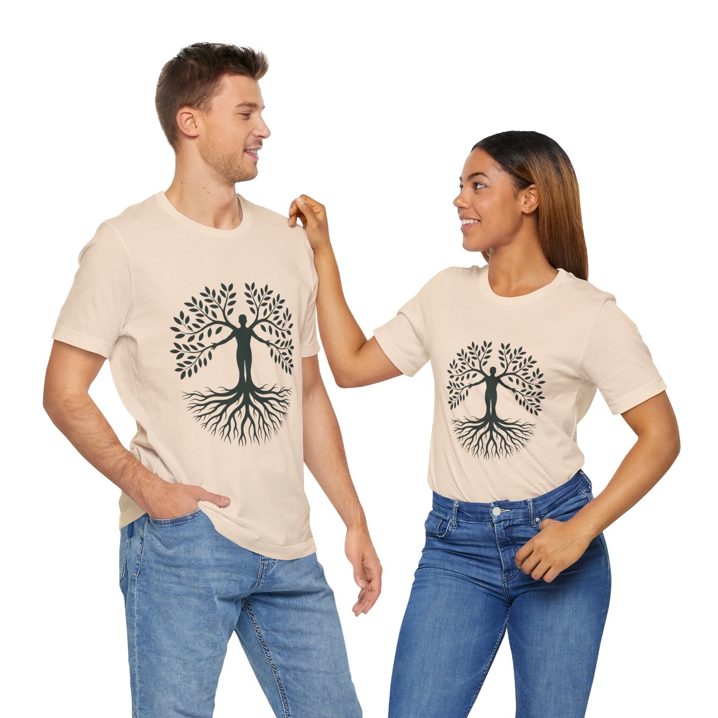 Roots of Life Organic Cotton Tee - Human & Tree Silhouette Nature Design