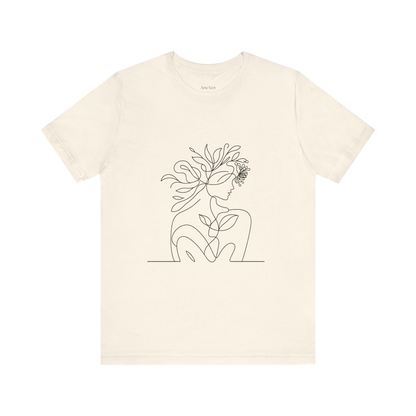 Minimalist Botanical Face Line Art Tee – Abstract Nude Drawing Shirt | Arte Vert Designs