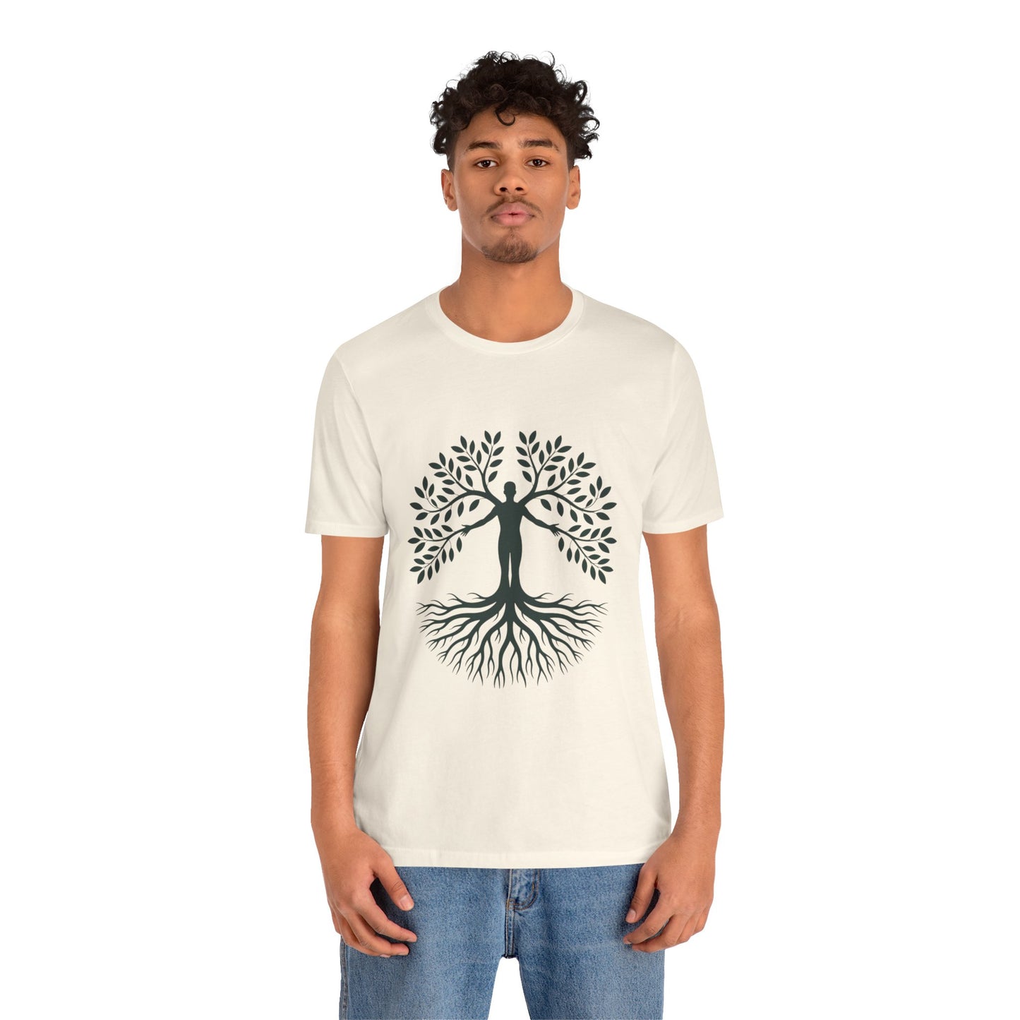 Roots of Life Organic Cotton Tee - Human & Tree Silhouette Nature Design